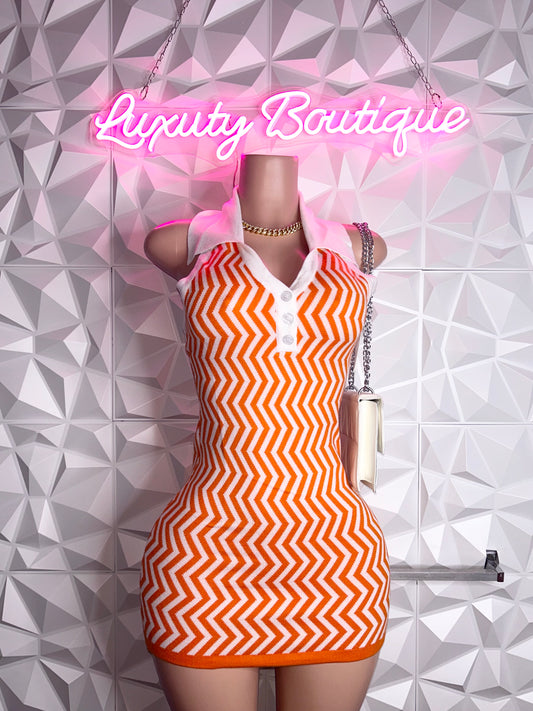 Zina Collared Dress(Orange)